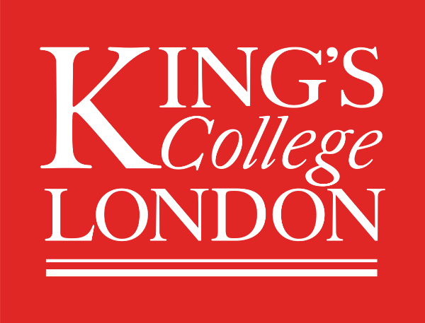 KCL logo. White on red background